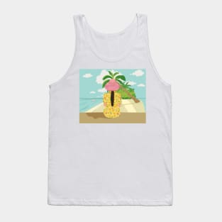 Lady with a yellow dress at the seaside Tank Top